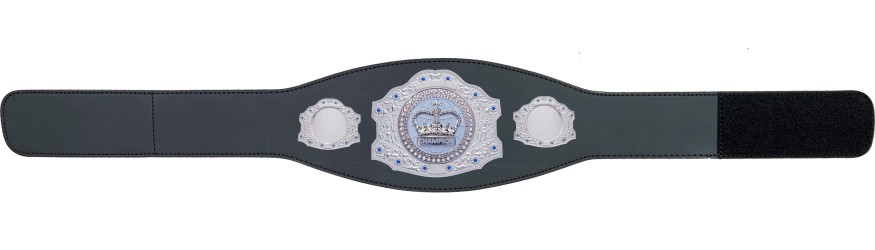 SILVER CHAMPIONSHIP BELT - XXLMIDI/S/WHITEGEMS - AVAILABLE IN 4 LEATHER COLOURS
